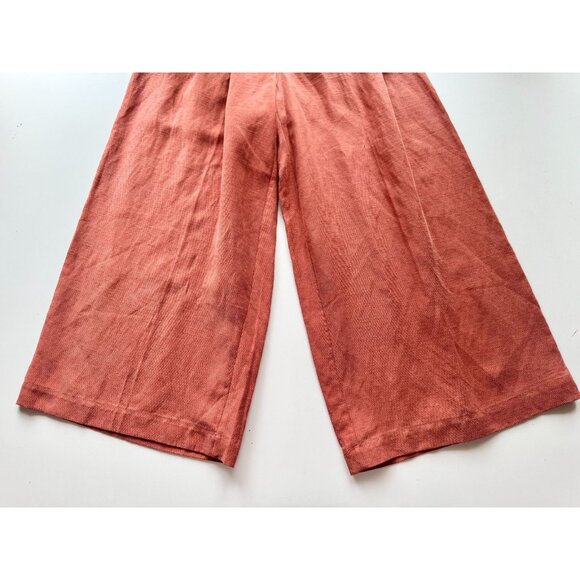 Aritzia WILFRED Wander Orange Lyocell Linen Wide Leg Culottes Crop Pants, Size 8 - Picture 6 of 12